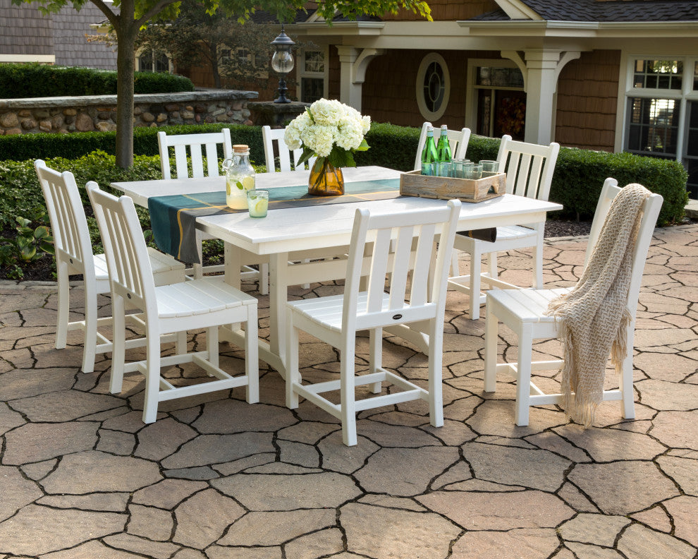 POLYWOOD Traditional Garden 9-Piece Farmhouse Dining Set