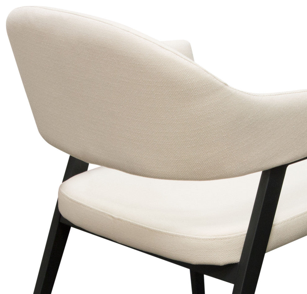 Adele Dining Accent Chairs, Set of 2, Cream Fabric, Metal Frame