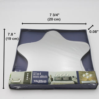 Small Decorative Wall Self Adhesive Shaped Mirrors, Set of 4, Star