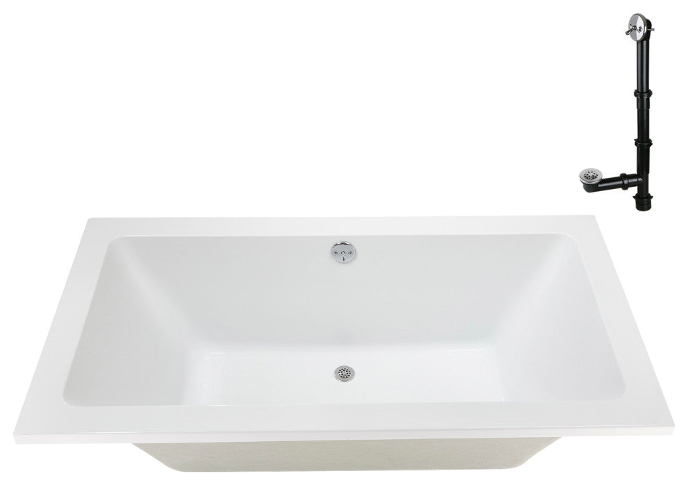 Streamline 60 in. x 32 in. Acrylic Drop-In Bathtub, Polished Chrome