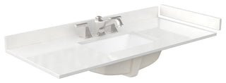 Elan 48" Single Vanity, White, White Quartz Top, 3-Hole, Black Trim