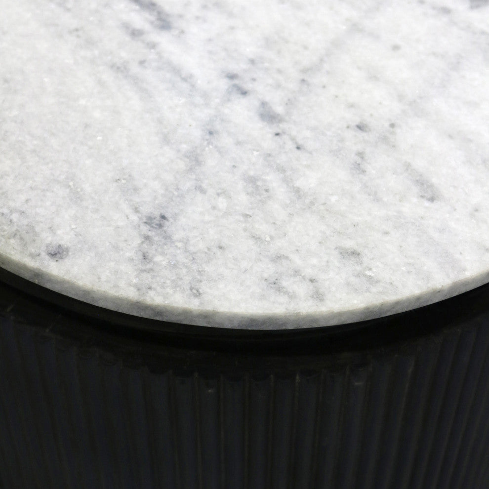 Gemma Racetrack Sideboard Cabinet, Granite Top and Metal Legs White, Charcoal