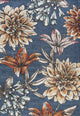 Giglio Modern Botanical Flower Area Rug, Blue/Orange/Cream, 3 X 5