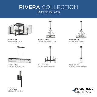 Rivera Collection 5-Light Matte Black Luxe Island Linear Chandelier Light