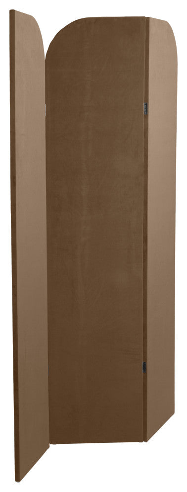 6 ft. Modern Arch Velvet Room Divider Brown 3 Panel