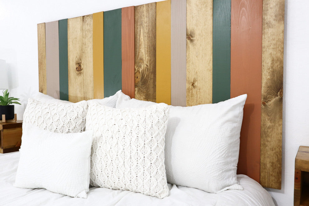 Handcrafted Headboard, Leaner Style, Earth Tone Mix, Queen