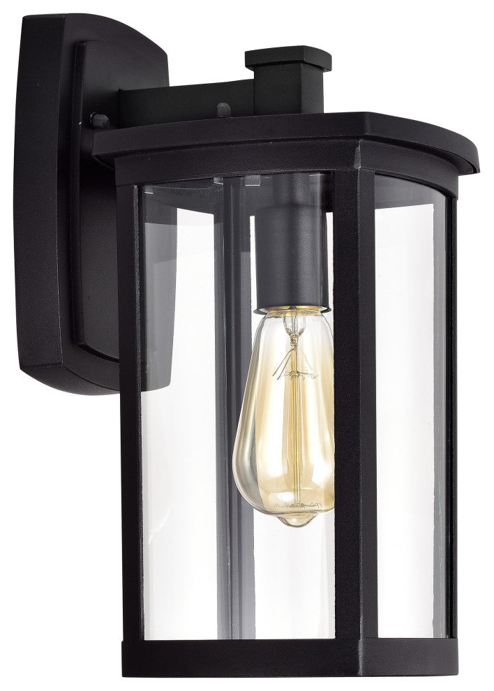 CHLOE Lighting QUILL Transitional 1-Light Textured Black Outdoor Wall Sconce