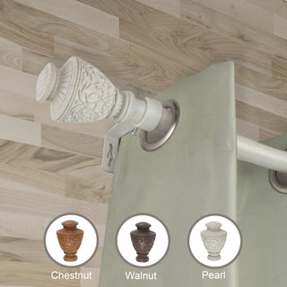 Carolina 1" Diameter Curtain Rod, Pearl White, 28-48"