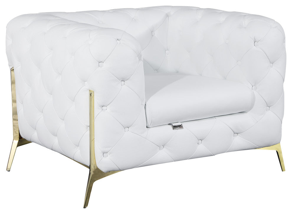 Angelica Italian Leather Accent Chair, White
