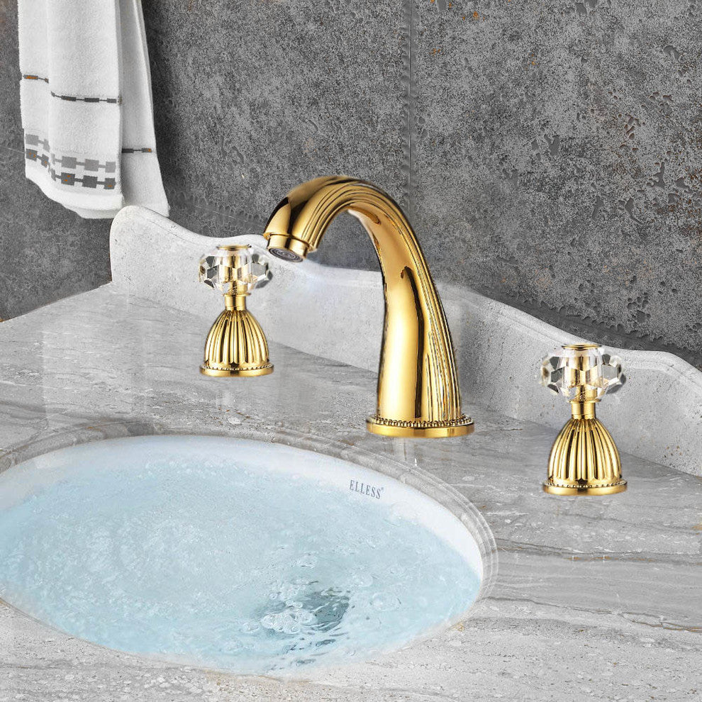 Larissa Bathroom Widespread Lavatory Sink Faucet Crystal Handles
