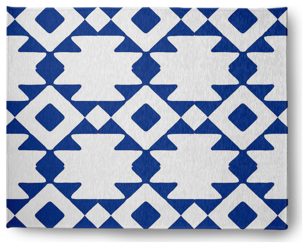 Geometric Soft Chenille Area Rug, Blue, 8'x10'