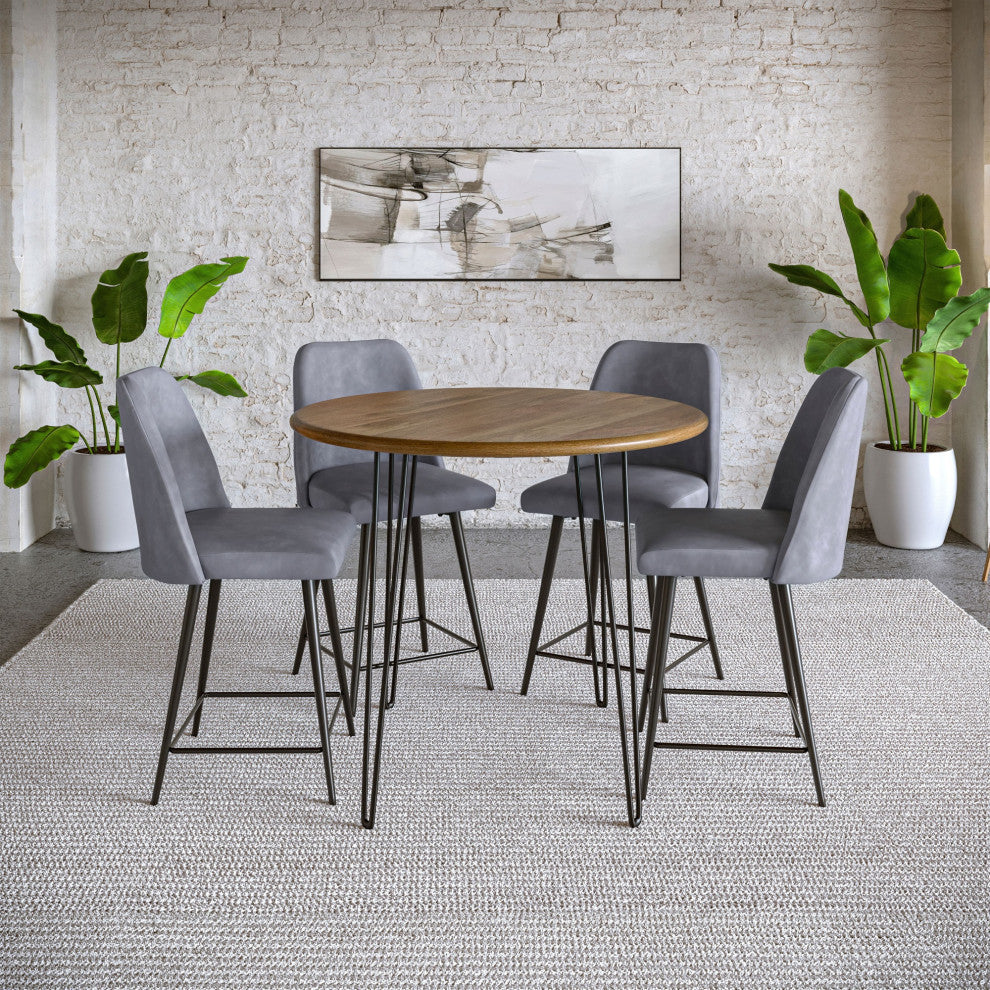 Modern Faux Leather Upholstered Counter Height Barstool, Set of 2