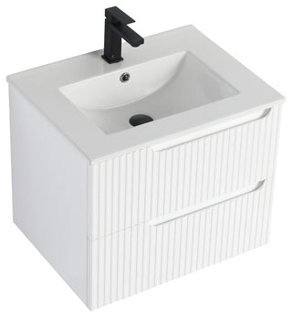 Citiscape Bath Vanity, Textured Drawer Fronts Sink Included, White, 24"