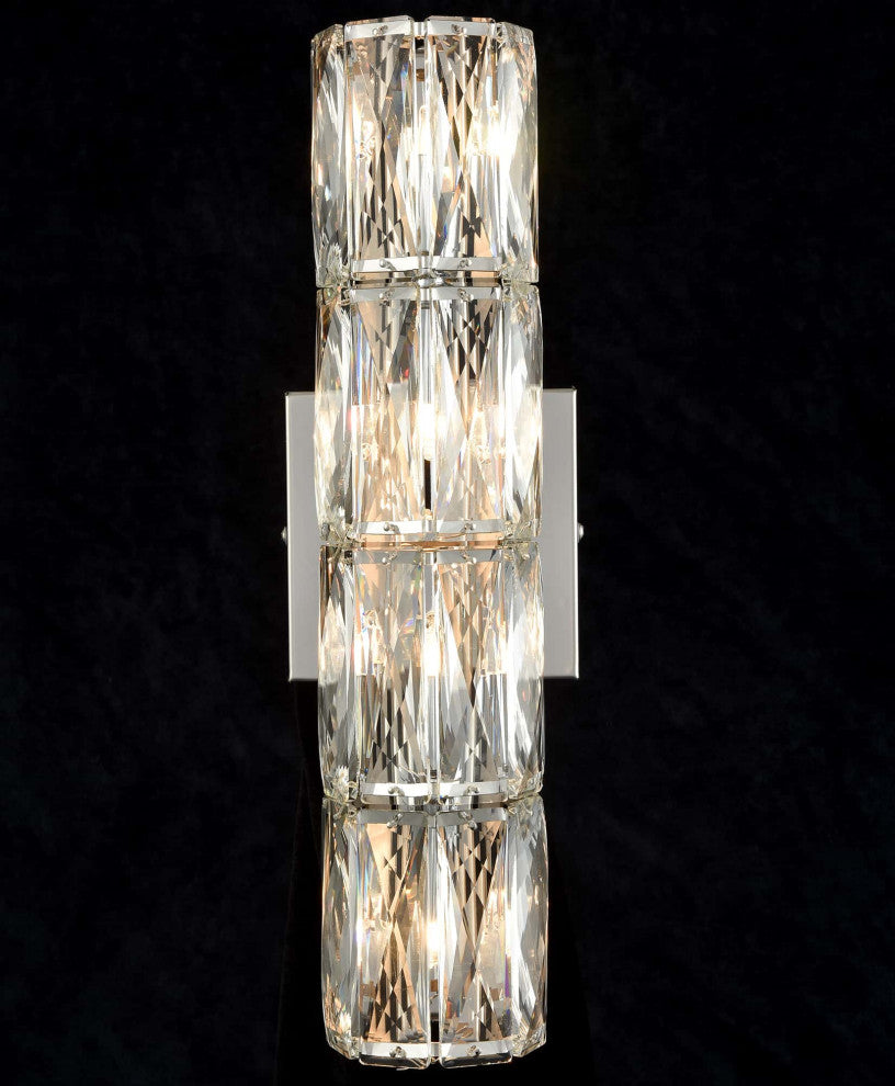 Wall Sconce Modern Crystal Light Bathroom Wall Lighting, Chrome, 4-Light
