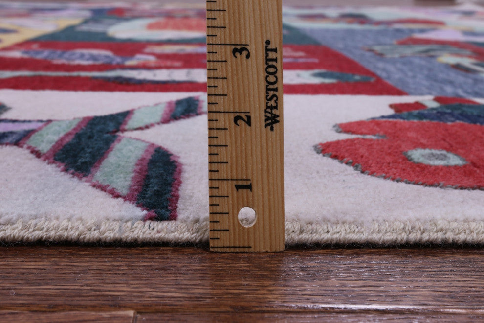 8' 11" X 12' 3" Gabbeh Fish Design Hand Knotted Wool Rug - Q13525