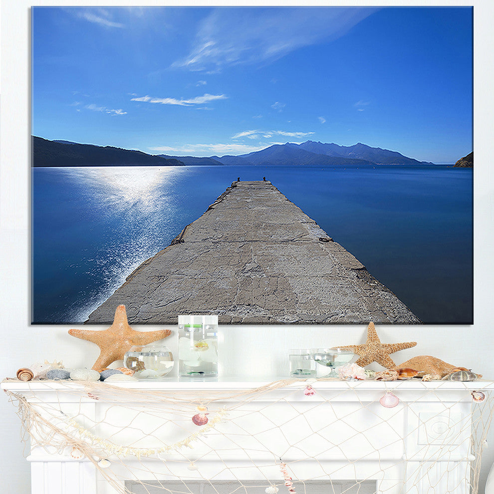 "Elba Island Pier And Capanne Mountain" Landscape Wall Art, 1 Panel, 60"x28"