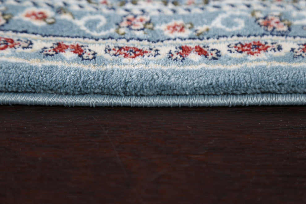 Light Blue Floral Medallion Transitional Turkish Rug Oriental Carpet 3x10