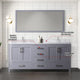 Jacques 72" Dark Gray Double Vanity Carrara Marble Top Sinks, 70" Wall Mirror