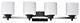 4-Light Black and Chrome Finish Vanity Lights With Etched White Glass Shades