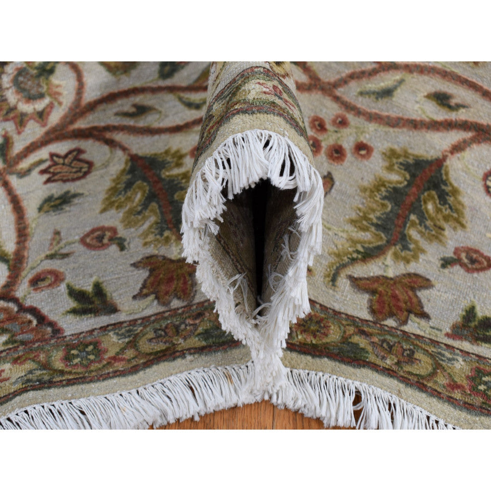 Gray Silk With Wool Mughal Inspired Branch Design Hand Knotted Rug 10'1"x13'9"