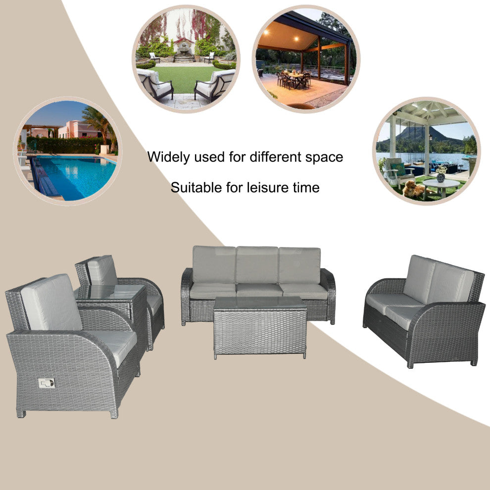 Rattan Patio Sofa Set With 2 Coffee table