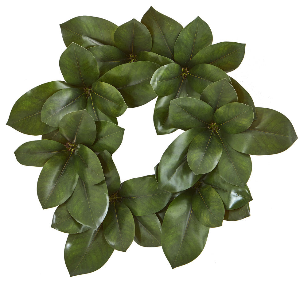 22" Magnolia Leaf Artificial Wreath