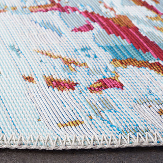 Safavieh Barbados Collection Indoor-Outdoor, BAR525 Rug, Teal/White, 5'3" Round