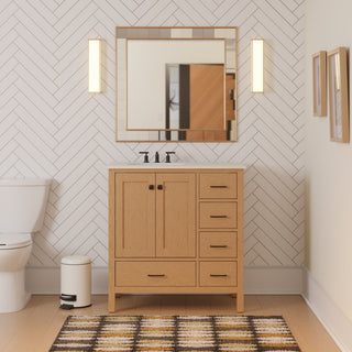 Horizon 36" Bathroom Vanity, Blonde, Engineered White