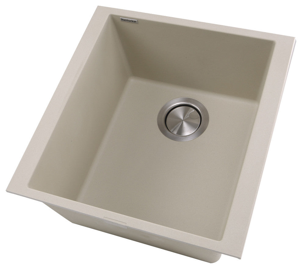 Nantucket Sinks 17" Single Bowl Undermount Granite Composite Bar-Prep Sink, Sand