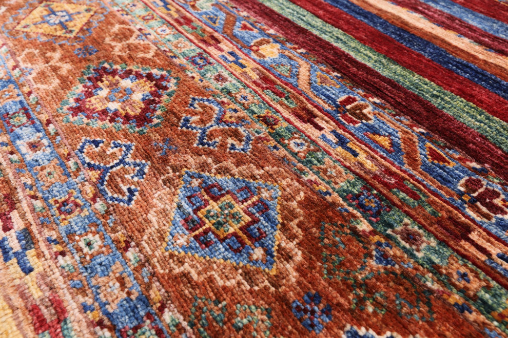 4' 2" X 6' 0" Hand-Knotted Super Kazak Khorjin Wool Rug Q5232