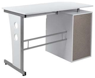 White Desk with Three Drawer Pedestal and Pull-Out Keyboard Tray