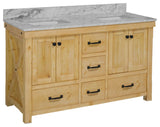 Tuscany 60" Bathroom Vanity, Drift Wood, Carrara Marble, Double