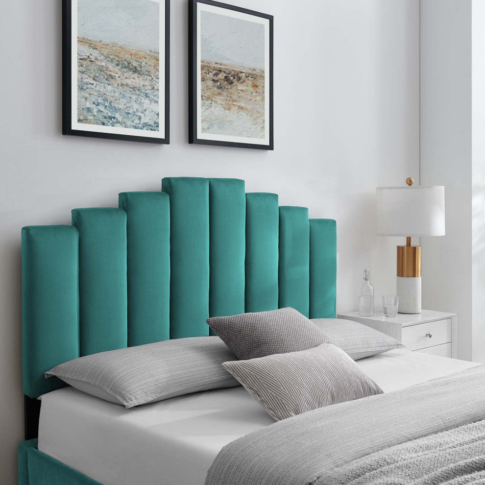 Noelle Performance Velvet Full/Queen Headboard Teal