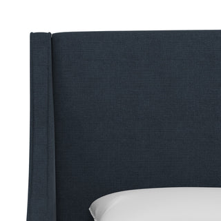 Wingback Headboard, Linen Navy, King