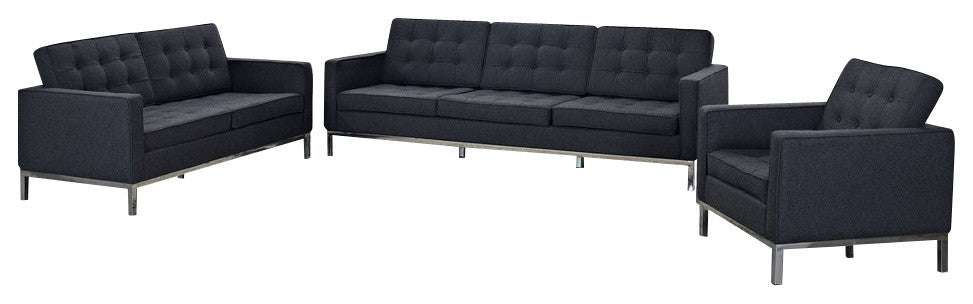 Modern Contemporary Living Room 4-Piece SetSofa Set Dark Gray