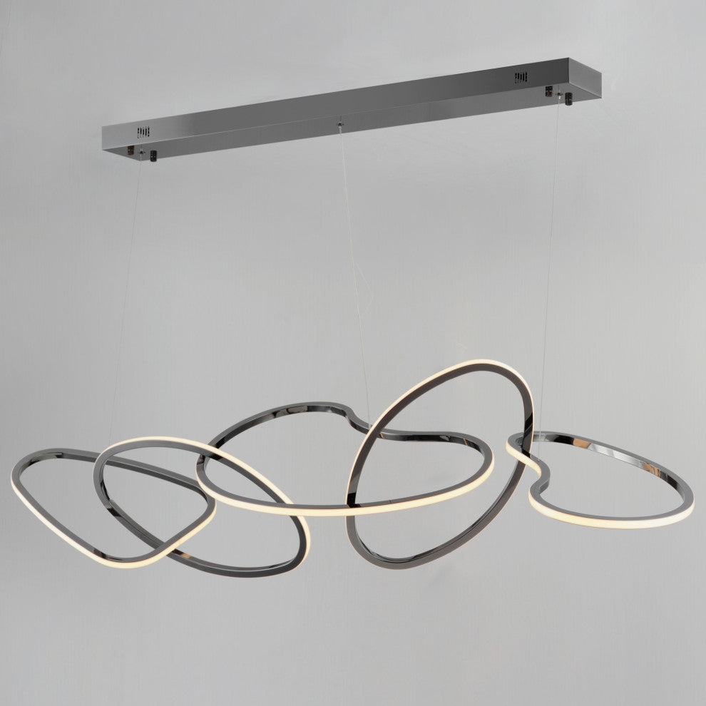 ET2 E24616 Unity 55"W LED Abstract Chandelier - Black Chrome