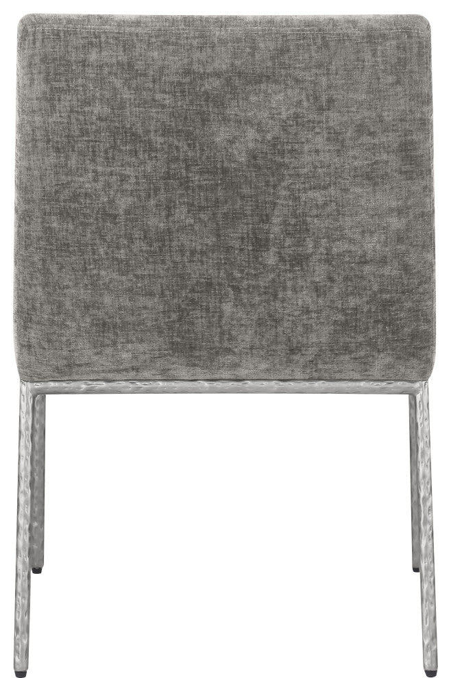 Reeves Upholstered Dining Chair, Grey, Chenille , AC,  Brushed Silver, Set of 2