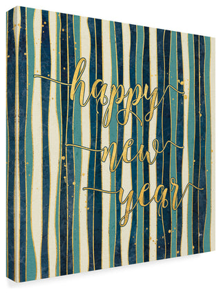 Jess Aiken 'Coastal Lace Happy New Year Stripes' Canvas Art