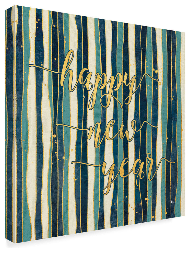 Jess Aiken 'Coastal Lace Happy New Year Stripes' Canvas Art