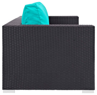 Convene 3 Piece Set Outdoor Patio with Fire Pit Espresso Turquoise