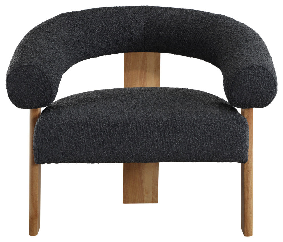 Winston Boucle Fabric Upholstered Accent Chair, Black