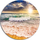 Roaring Sea Waves And Bright Sun, Seashore Round Wall Art, 38"