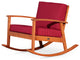 DTY Outdoor Living Longs Peak Eucalyptus Rocker w/ Cushions, Natural Oil, Burgun