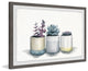 "Three Potted Succulents" Framed Painting Print