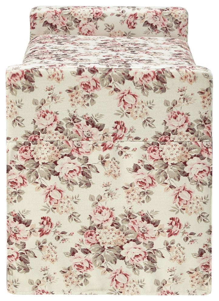 Rustic Manor Emberly Bench, Upholstered, Linen, Cluster Red