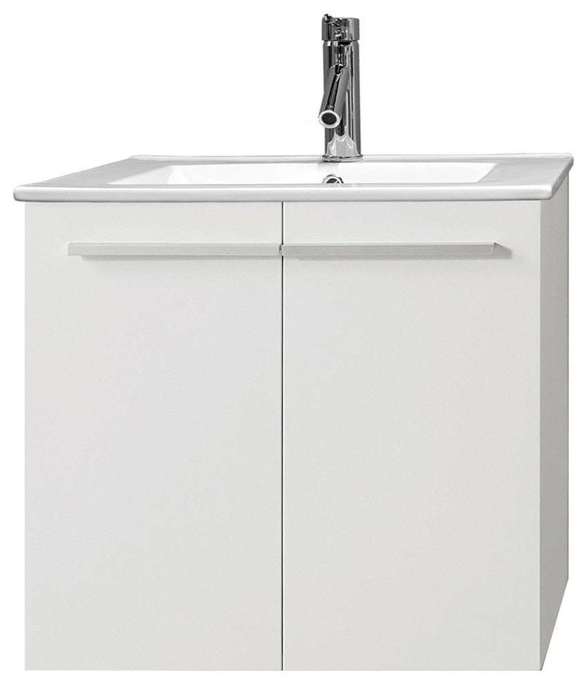 Midori 24" Single  Gloss White  Vanity Gloss White with Brushed Nickel Faucet