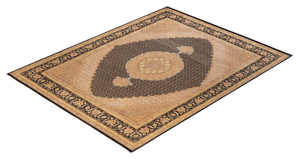 Trichur, One-of-a-Kind Hand-Knotted Area Rug Black, 8'1"x10'5"