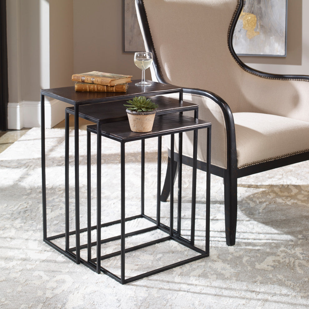 Uttermost Coreene Iron Nesting Tables 3-Piece Set 25040