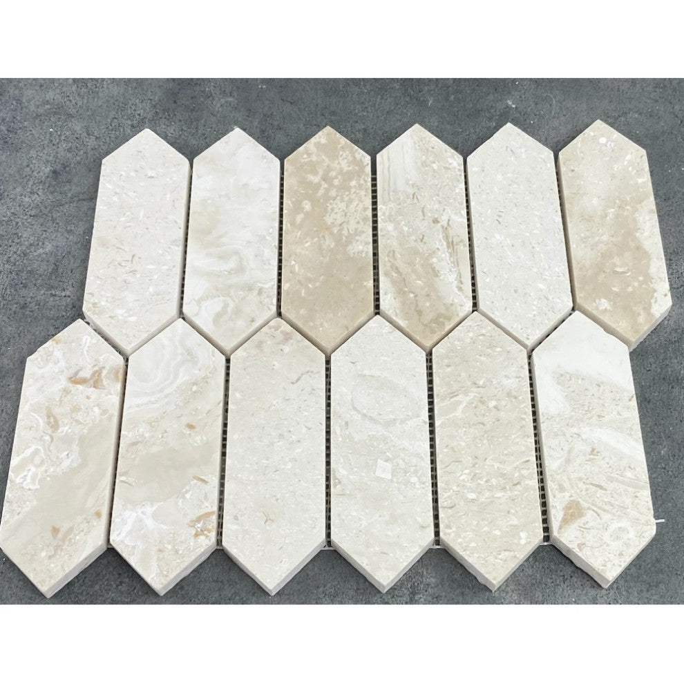 Shell Stone Limestone Strada Design on 12"x12" Mosaic Tile (10 sqft per box)