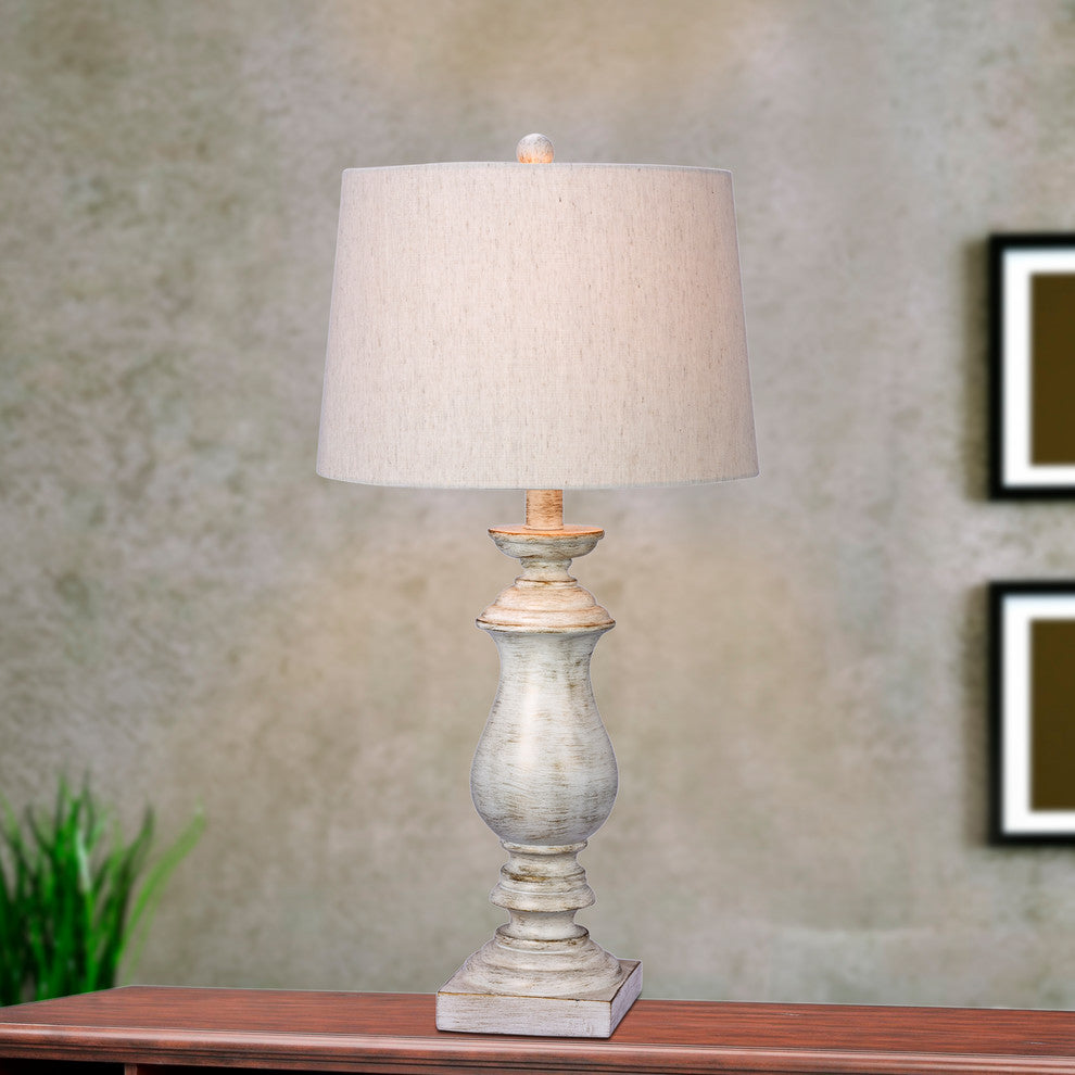 29.5" Resin Table Lamp, White